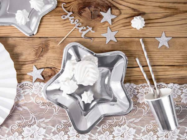 Assiettes en papier Star argent 18cm