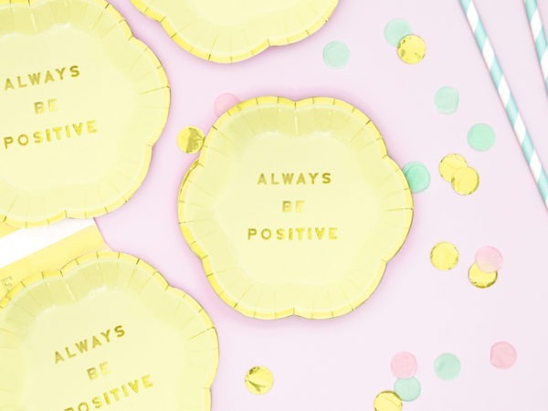 Assiettes Yummy Always Be Positive jaune clair 13cm 2