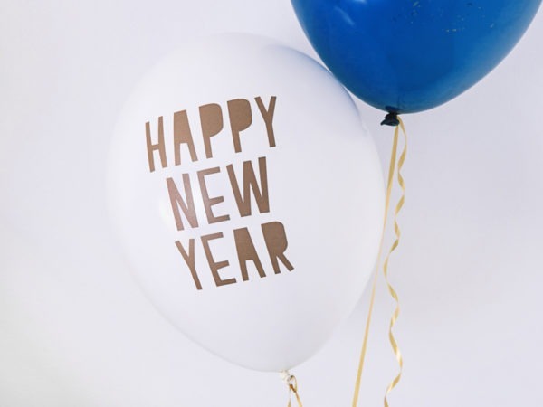 Balloons 30 cm Happy New Year Pastel Pure White 2