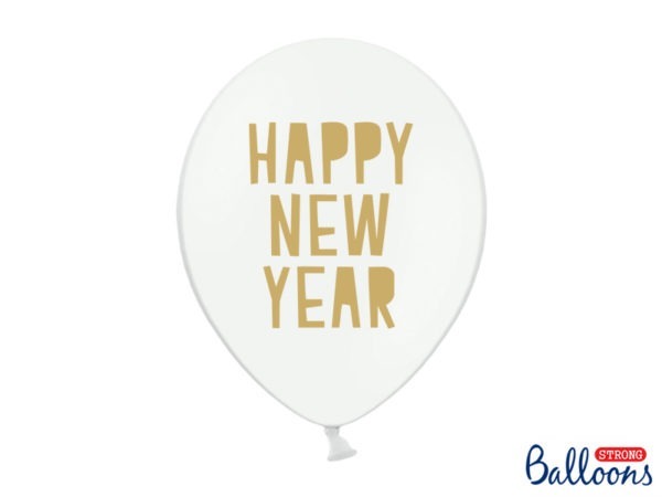 Balloons 30 cm Happy New Year Pastel Pure White