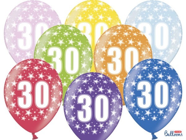 Balloons 30cm 30th Birthday Metallic