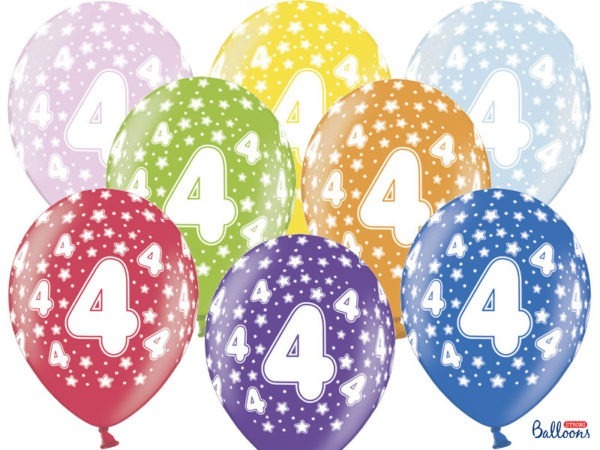 Balloons 30cm 4th Birthday Metallic