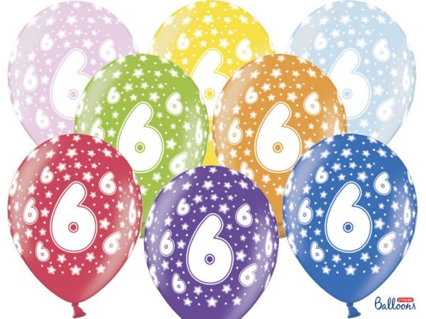 Balloons 30cm 6th Birthday Metallic