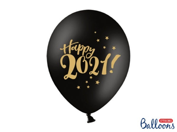 Balloons 30cm Happy 2021 Pastel Black 2