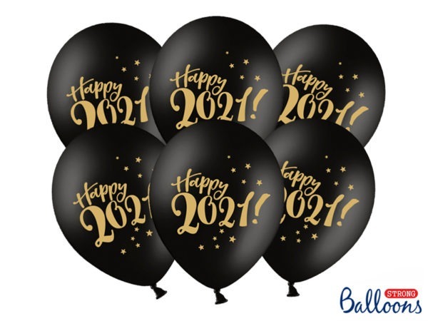 Balloons 30cm Happy 2021 Pastel Black