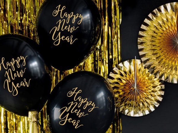 Balloons 30cm Happy New Year Pastel Black 3