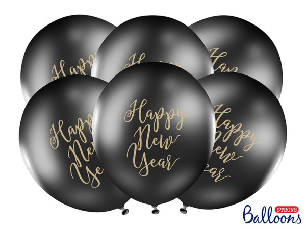 Balloons 30cm Happy New Year Pastel Black