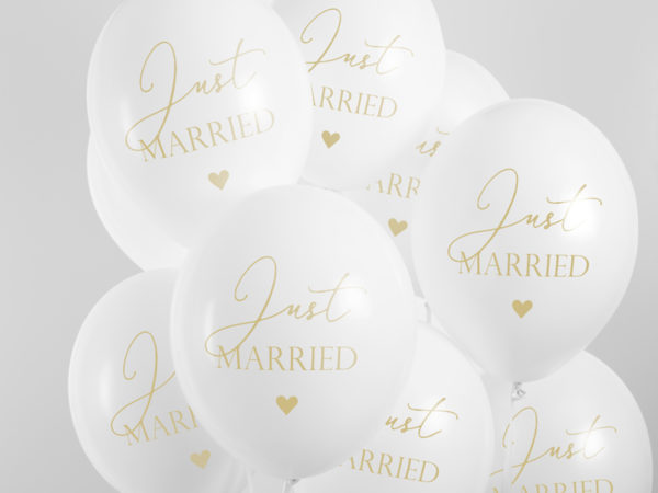 Balloons 30cm Just Married Pastel Pure White 2