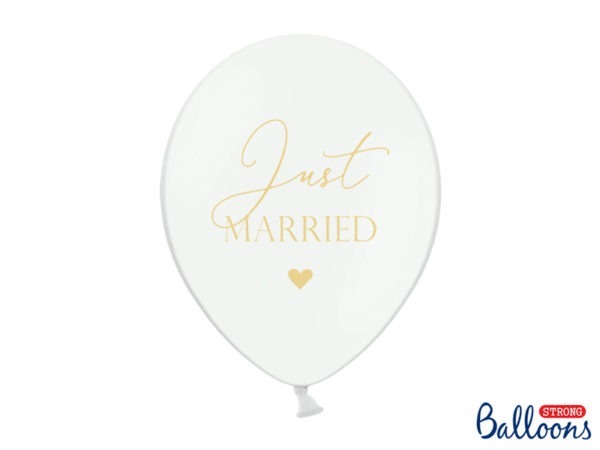 Balloons 30cm Just Married Pastel Pure White