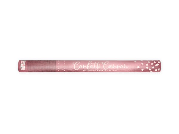 Canon a confettis avec coeurs or rose 60cm