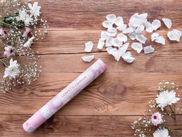 Confetti cannon with rose petals white 40cm 3