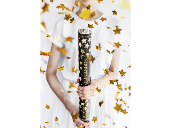 Confetti cannon with stars gold 60cm 3