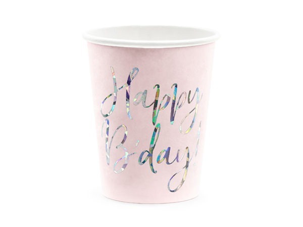 Cups Happy Bday light powder pink 220ml