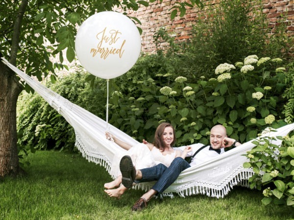 Giant Balloon 1 m Just married white 2