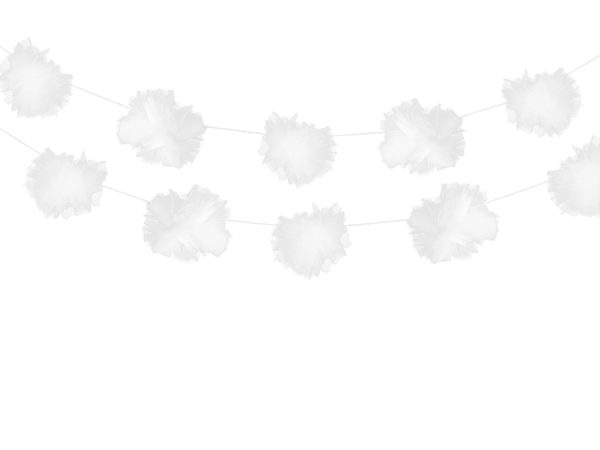 Guirlande pompon en tulle blanc 2m