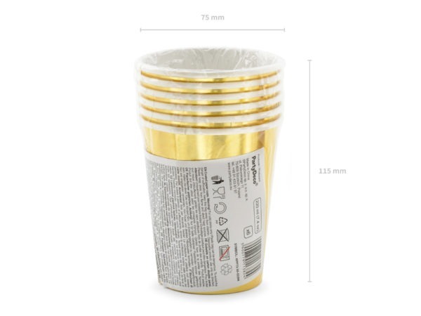 Paper cups 50th Birthday gold 220ml 6