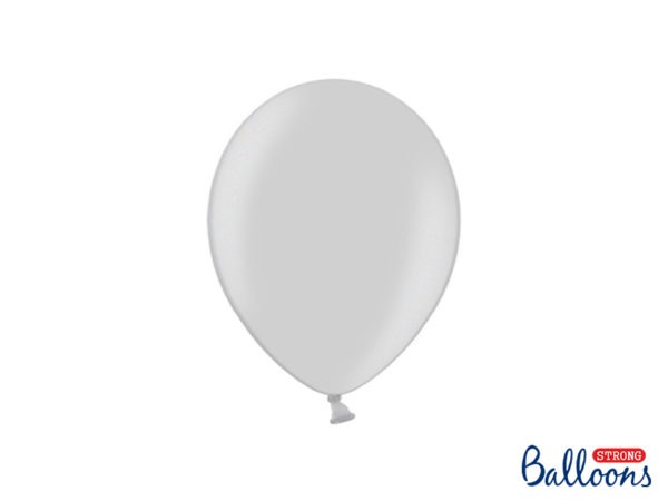 Strong Balloons 23cm Metallic Silver Snow