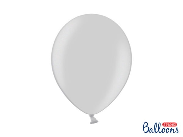 Strong Balloons 30cm Metallic Silver Snow